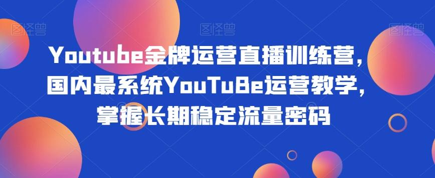 Youtube金牌运营直播训练营，国内最系统YouTuBe运营教学，掌握长期稳定流量密码-梦想波浪