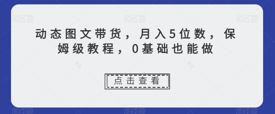 动态图文带货，月入5位数，保姆级教程，0基础也能做【揭秘】-梦想波浪