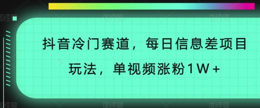 抖音冷门赛道，每日信息差项目玩法，单视频涨粉1W+-梦想波浪