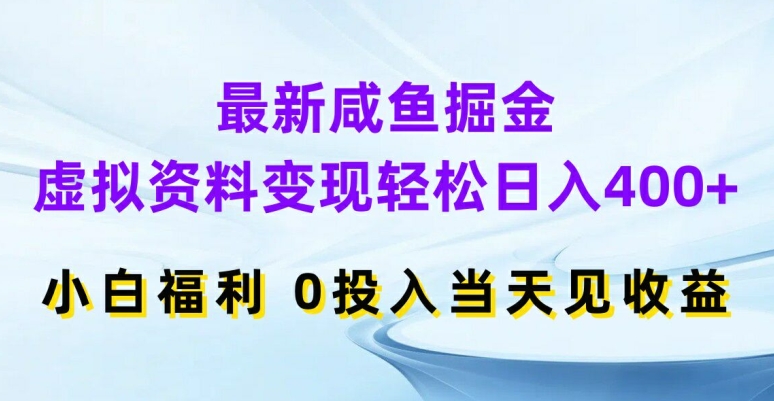 最新咸鱼掘金，虚拟资料变现，轻松日入400+，小白福利，0投入当天见收益【揭秘】-梦想波浪