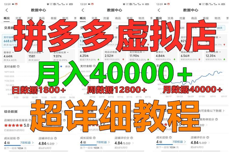 拼多多虚拟电商训练营月入40000+，全网最详细，你做你也行，暴利稳定长久-梦想波浪