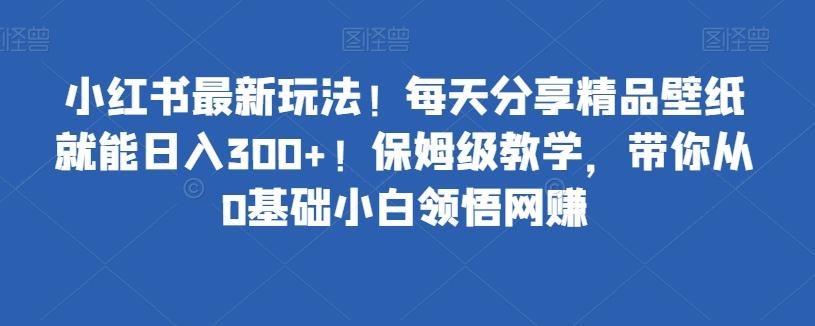小红书最新玩法!每天分享精品壁纸就能日入300+!保姆级教学,带你从0基础小白领悟网赚-梦想波浪